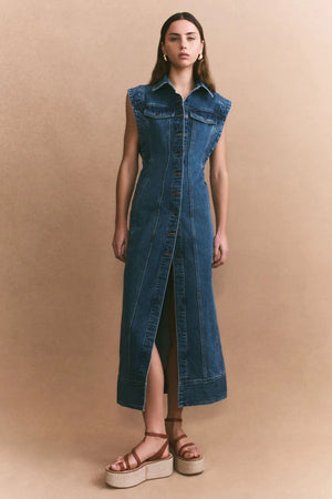 Shona Joy Tovere Sleeveless Panelled Midi Dress | Indigo
