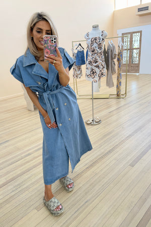 Chosen By Fifi & Annie The Basic Denim Trench Vest | Blue Denim