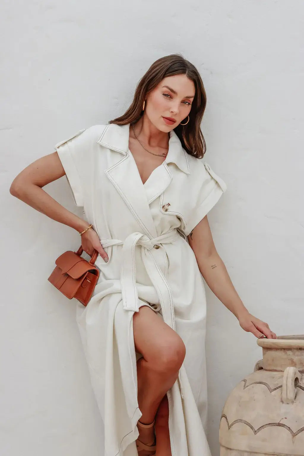 Chosen By Fifi & Annie The Basic Denim Trench Vest | White Denim