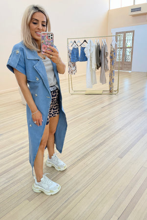 Chosen By Fifi & Annie The Basic Denim Trench Vest | Blue Denim