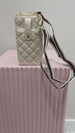Sol And Selene Duality Quilted Cell Phone Cross Body Bag | Cream