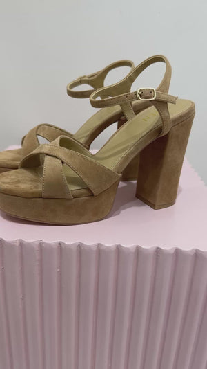 Siren Hannah Platform Heels | Camel Tan Suede