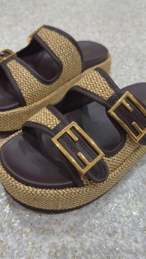 Siren Aphrodite Woven Flatform | Chocolate Brown/Weave