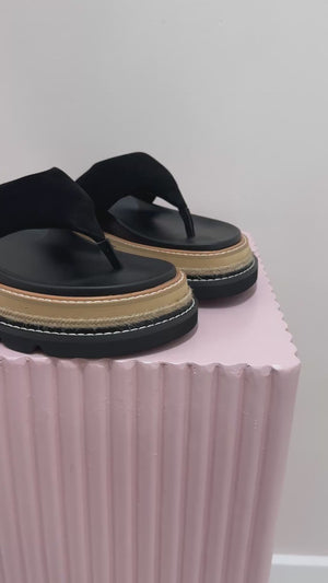 Alias Mae Vedi Platform Thong Slide | Black Suede