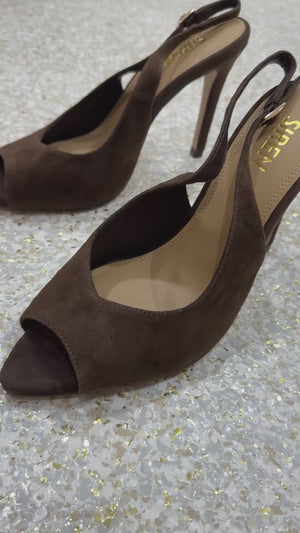 Siren Zola Peep Toe Heels | Chocolate Brown Suede
