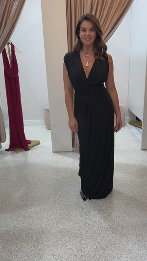 Misha The Pablo Draped Cupro Dress | Black