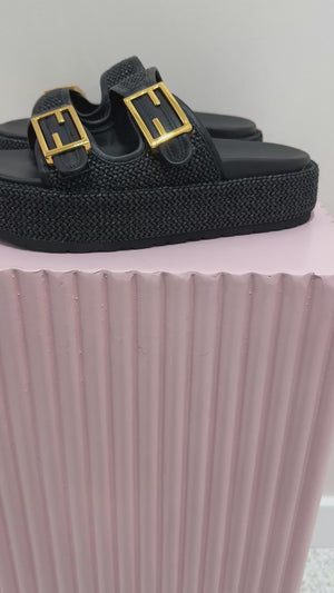 Siren Aphrodite Woven Flatform | Black / Weave