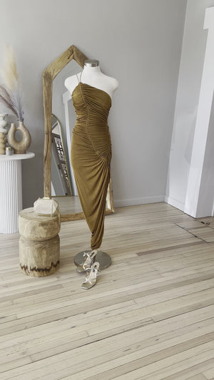 Misha Audrina Bonded Crepe Midi Dress Ivory