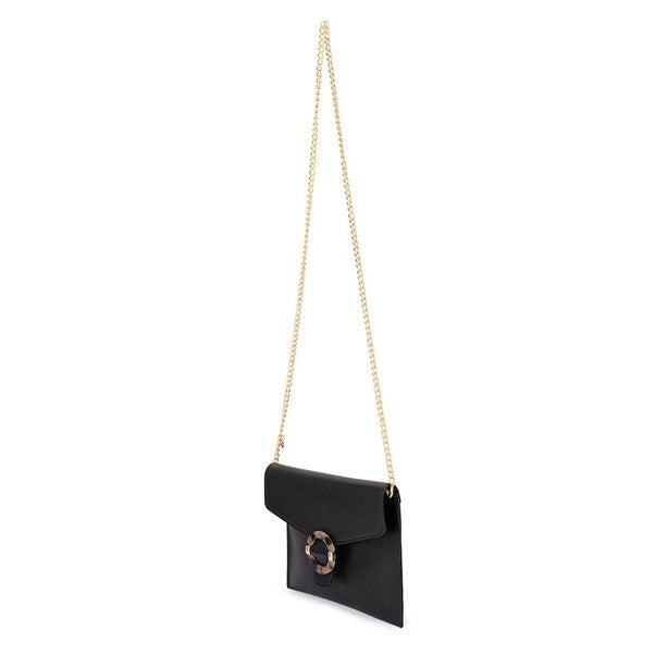 Olga Berg Tiana Buckle Trimmed Bag Black