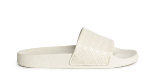 Superga 1908 Woven Leather Slides White Avorio
