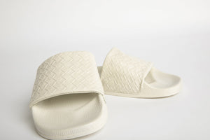 Superga 1908 Woven Leather Slides White Avorio