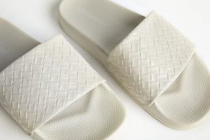 Superga 1908 Woven Leather Slides White Avorio