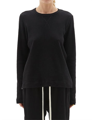 Bassike Heritage Waffle L/S T Shirt Black