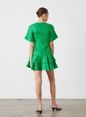 Joslin Gwen Linen Mini Dress Emerald Green