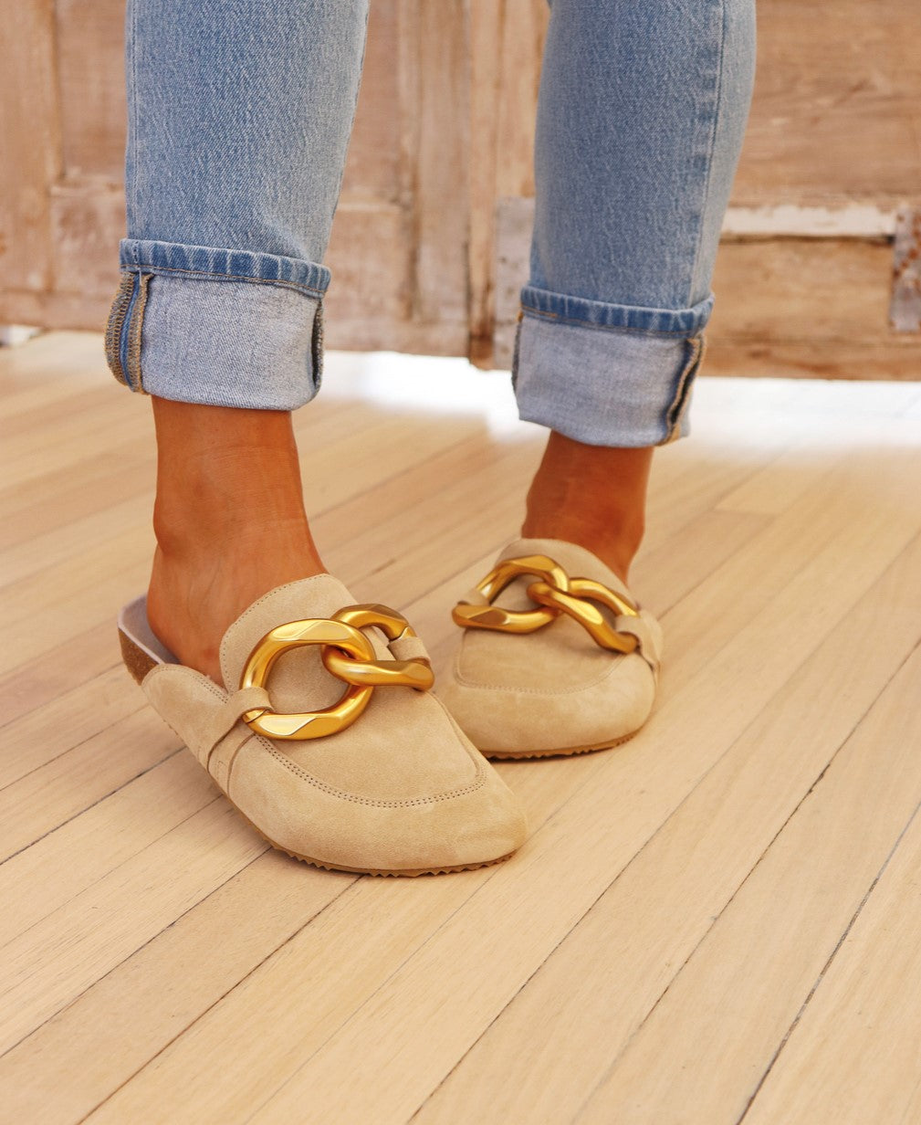 Walnut Blake Mule In Sand Suede