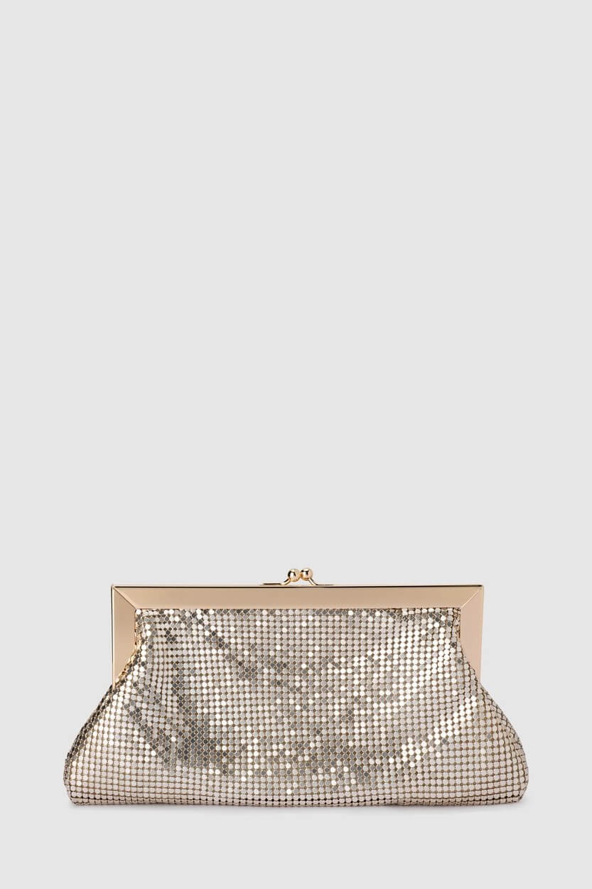 Olga Berg Zara Mesh Frame Clutch | Gold