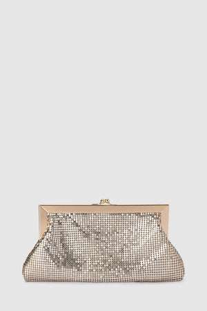 Olga Berg Zara Mesh Frame Clutch | Gold