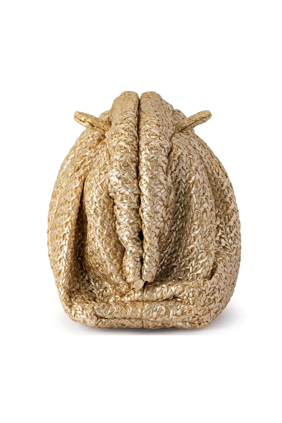 Olga Berg Stevie Pleated Woven Clutch | Gold