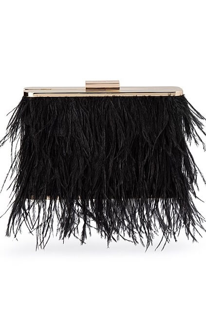 Olga Berg Estelle Feather Clutch | Black
