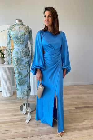 Significant Other Lara Long Sleeve Midi Dress | Azure Blue