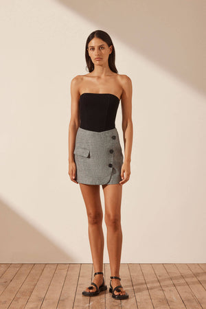 Shona Joy Birilla Asymmetrical Button Mini Skirt | Ash