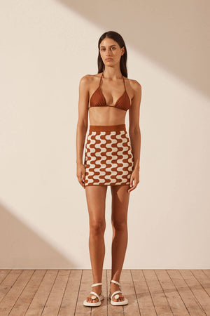 Shona Joy Incanto Mini Skirt | Brick/Cream