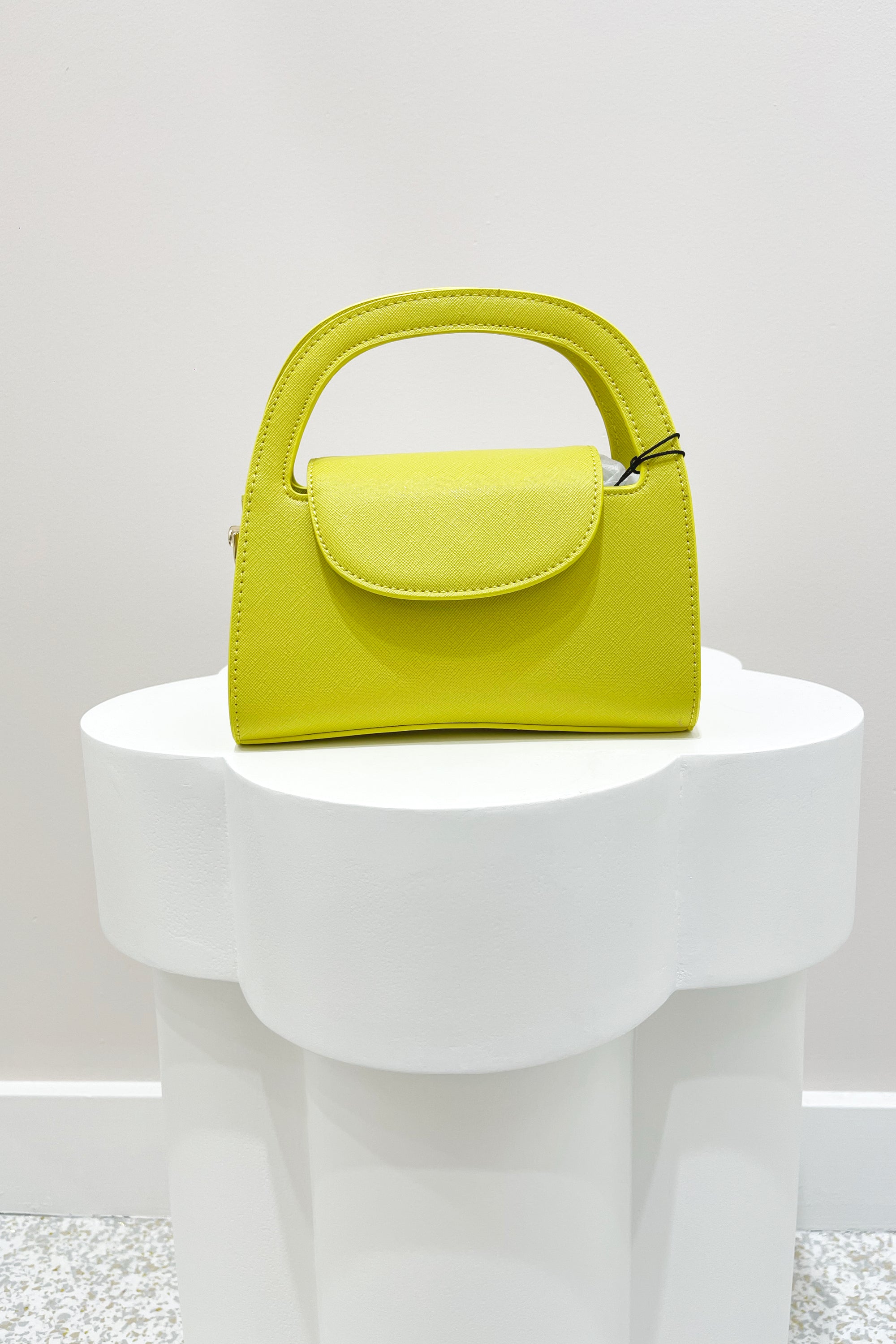 Olga Berg Ivy Curved Handle Bag | Chartreuse