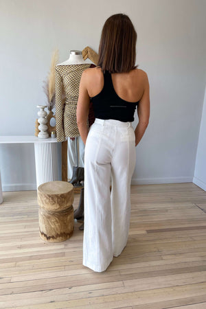 Bassike Open Back One Shoulder Tank Black