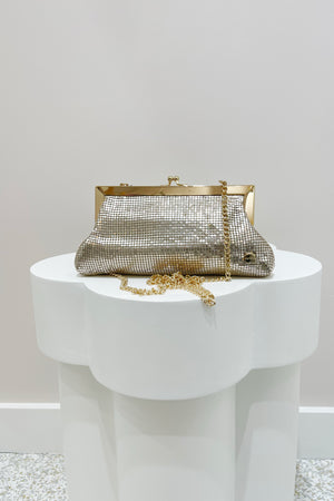 Olga Berg Zara Mesh Frame Clutch | Gold