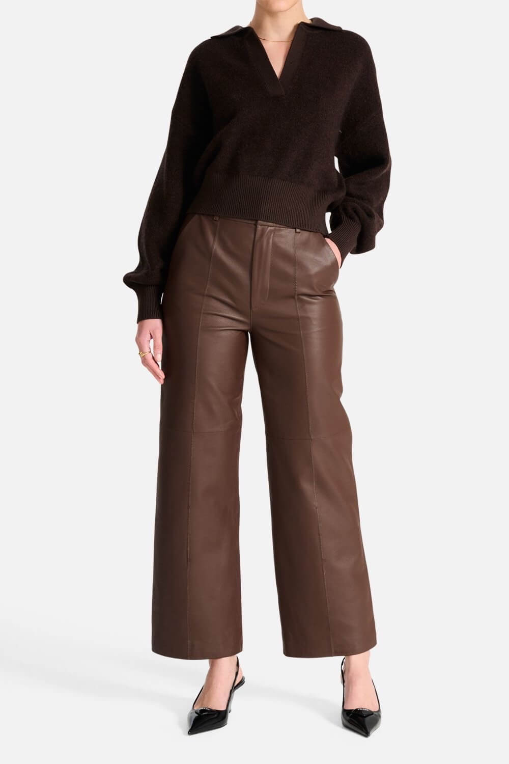 Ena Pelly Stanford Leather Pant | Seal Brown