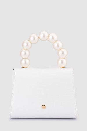 Olga Berg Peta Pearl Handle Bag | White
