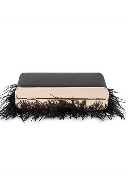 Olga Berg Estelle Feather Clutch | Black