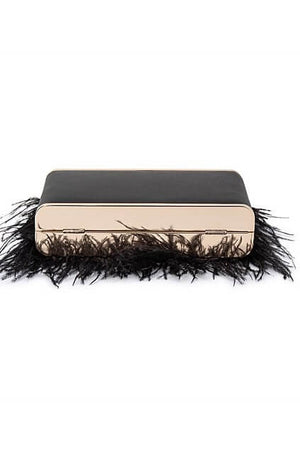 Olga Berg Estelle Feather Clutch | Black