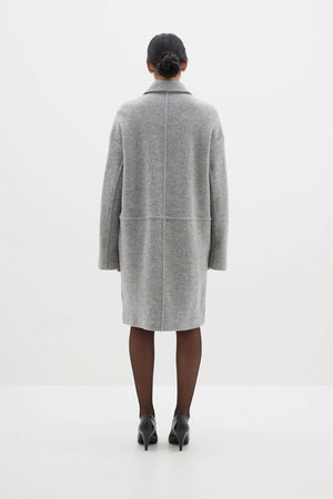 Bassike Woolen Rounded Sleeve Coat | Grey Marle