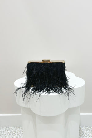 Olga Berg Estelle Feather Clutch | Black