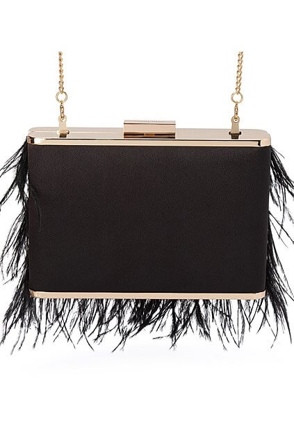 Olga Berg Estelle Feather Clutch | Black