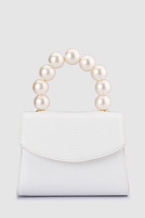Olga Berg Peta Pearl Handle Bag | White