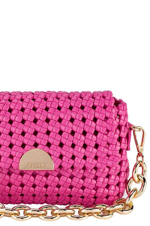 Olga Berg Giselle Woven Shoulder Bag | pink