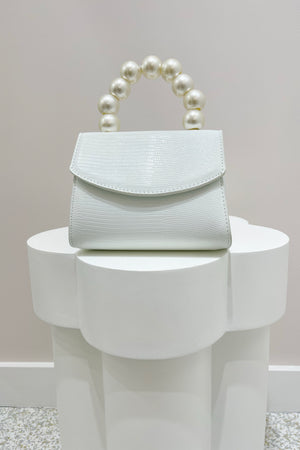 Olga Berg Peta Pearl Handle Bag | White