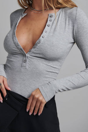 Bayse Brand Lara Bodysuit | Grey Marle