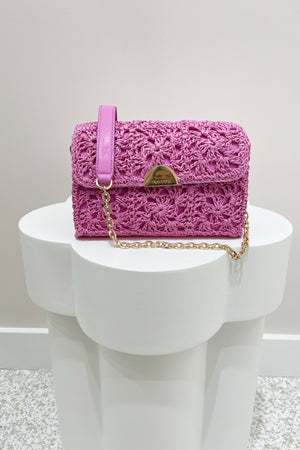 Olga Berg Millie Crocheted Shoulder Bag | Pink