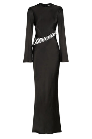 Shona Joy Arienzo Asym Lace Up Maxi Dress | Black