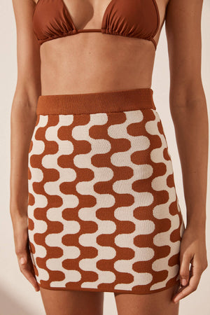 Shona Joy Incanto Mini Skirt | Brick/Cream