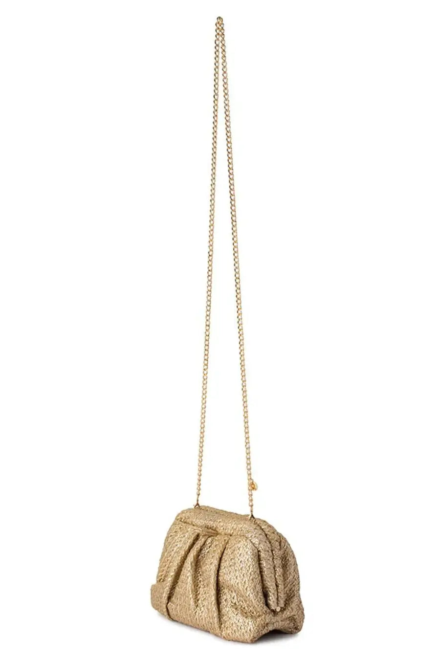 Olga Berg Stevie Pleated Woven Clutch | Gold