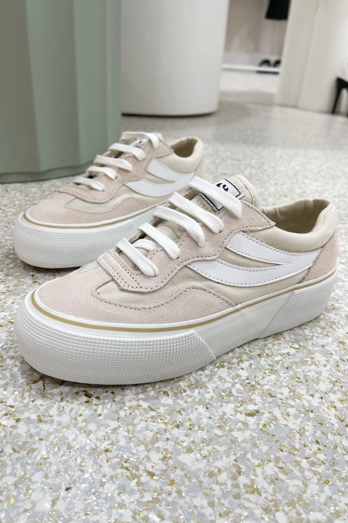 Superga 3041 Revolley Colorblock Platform Beige White
