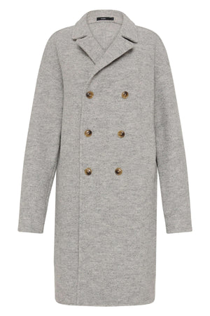 Bassike Woolen Rounded Sleeve Coat | Grey Marle