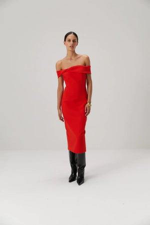 Misha Bernadine Midi Dress | Flame Red