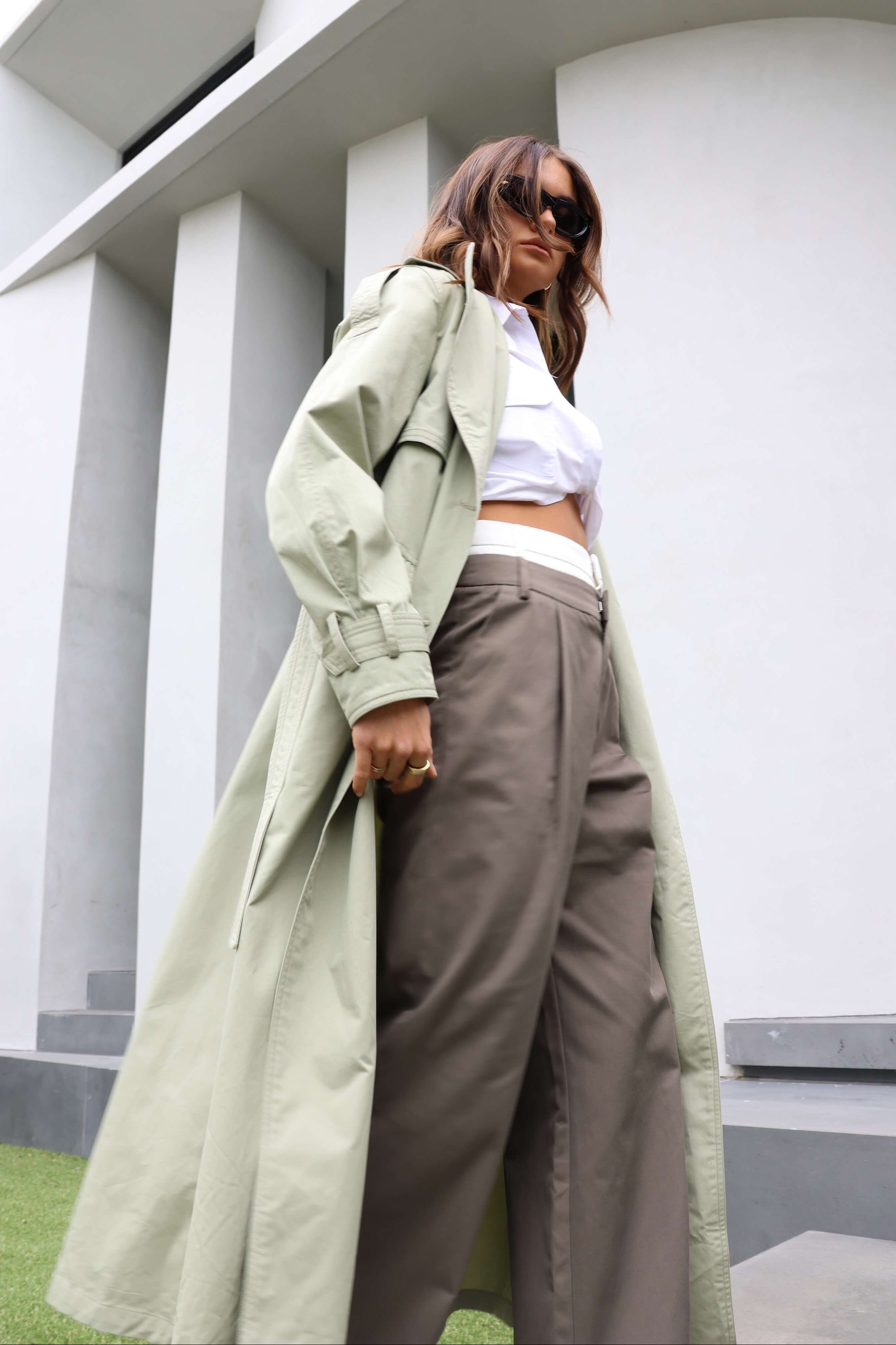 Madison The Label Diana Trench Coat | Sage
