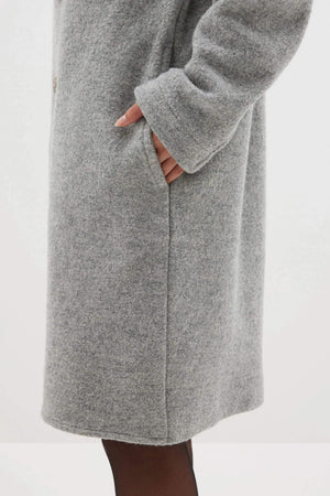 Bassike Woolen Rounded Sleeve Coat | Grey Marle