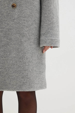 Bassike Woolen Rounded Sleeve Coat | Grey Marle